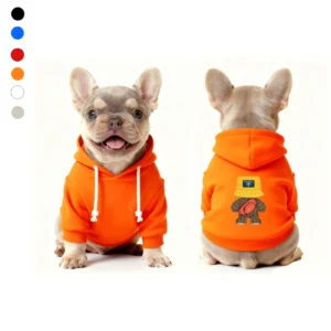 prada dog hoodie orange bear print
