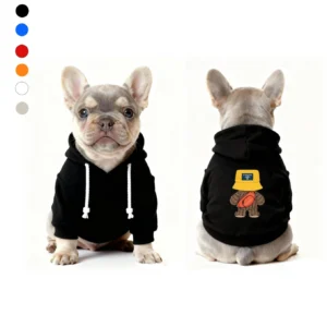 prada dog hoodie black bear print