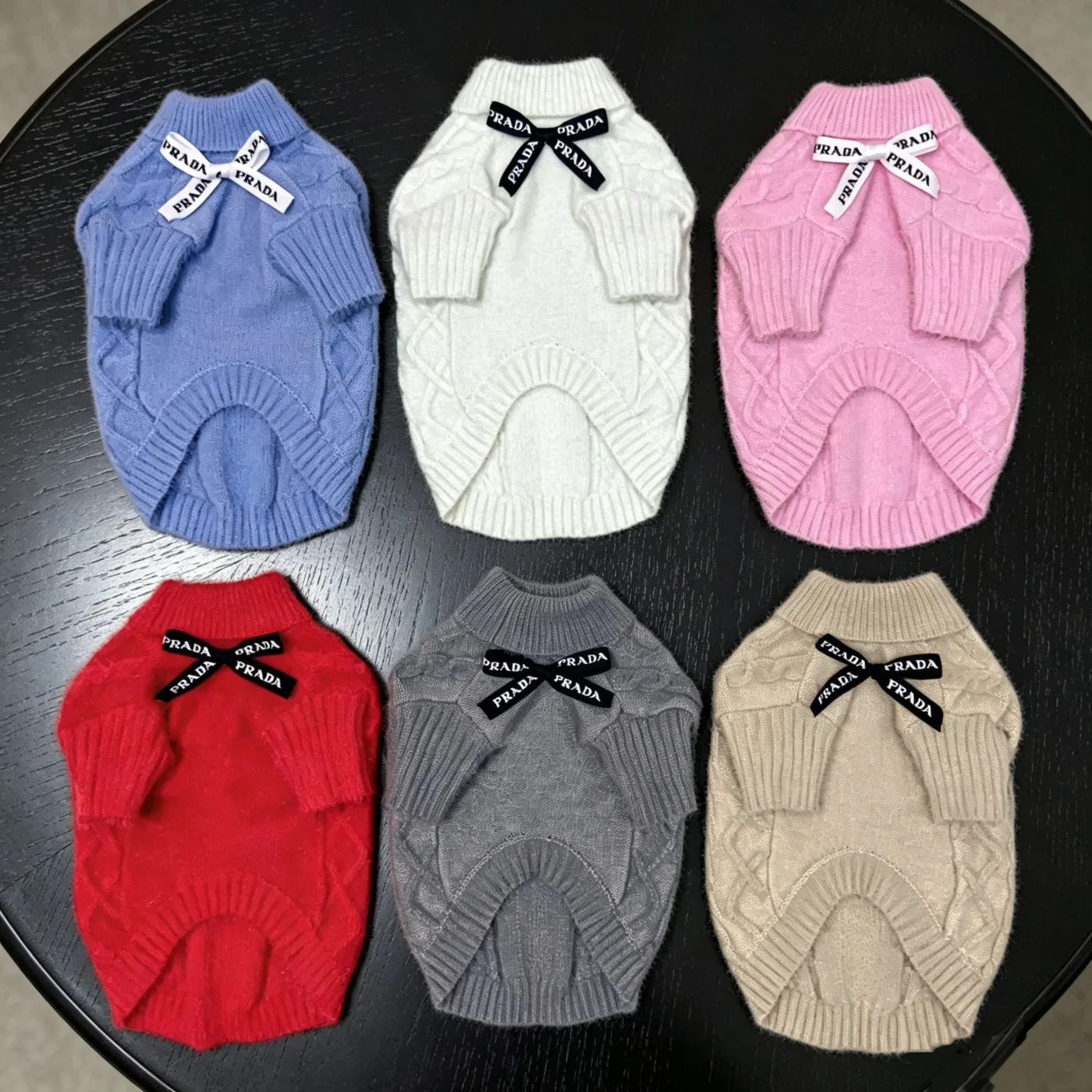 prada dog sweater multicolored front view