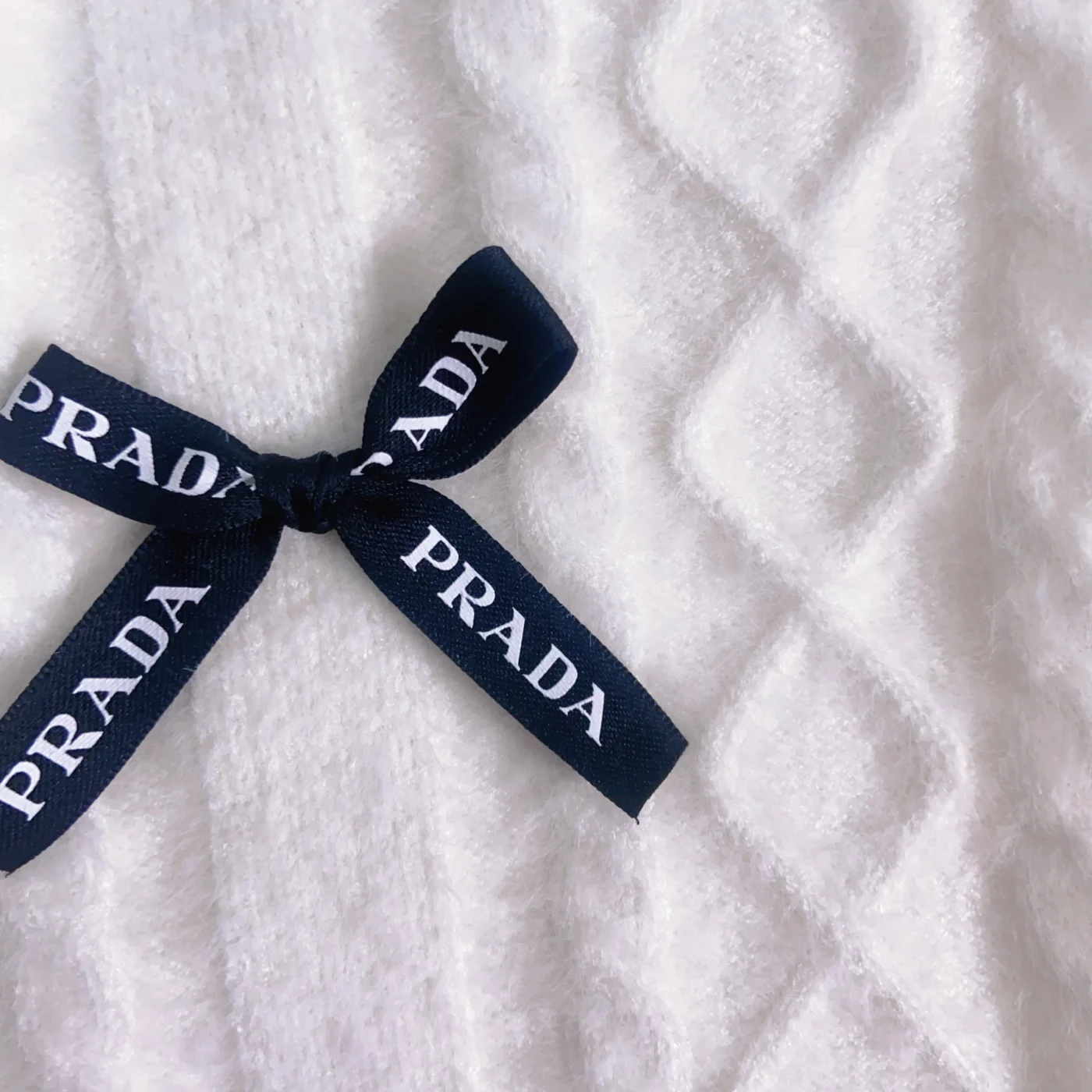 prada dog sweater white knit detail