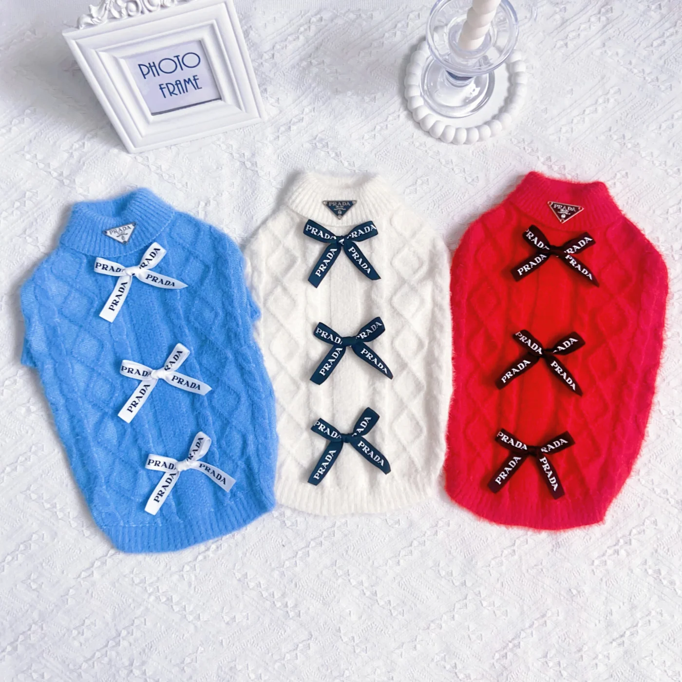 prada dog sweater multicolored lifestyle photo