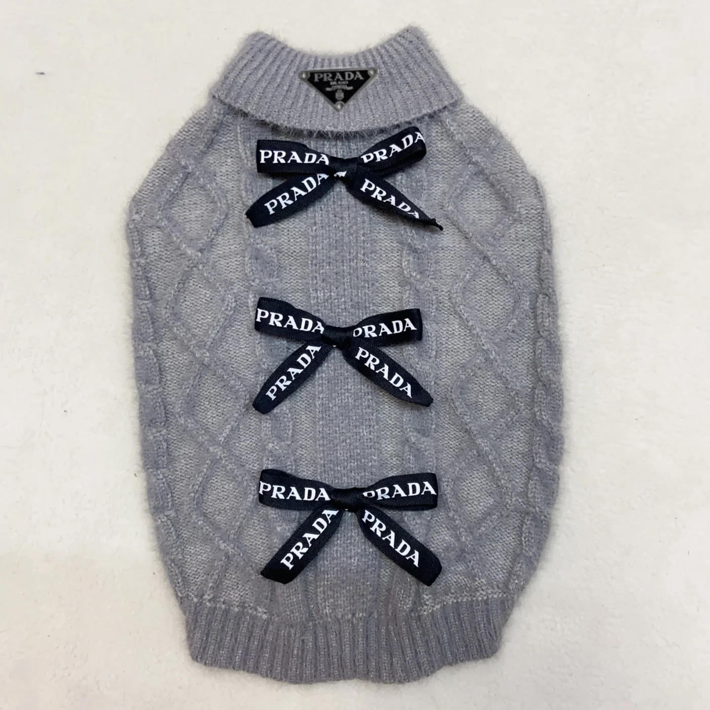 prada dog sweater fuzzy texture view