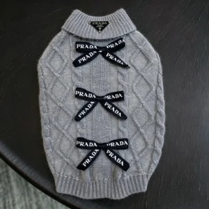 prada dog sweater gray back bows