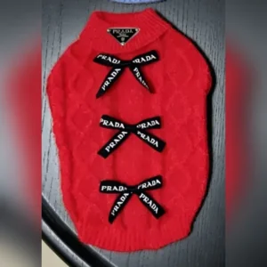 prada dog sweater red