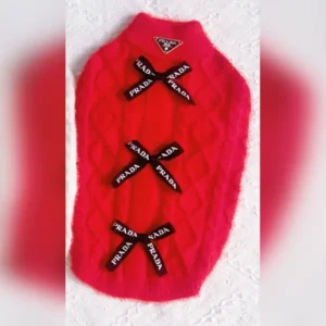 prada dog sweater red