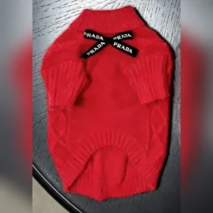 prada dog sweater red
