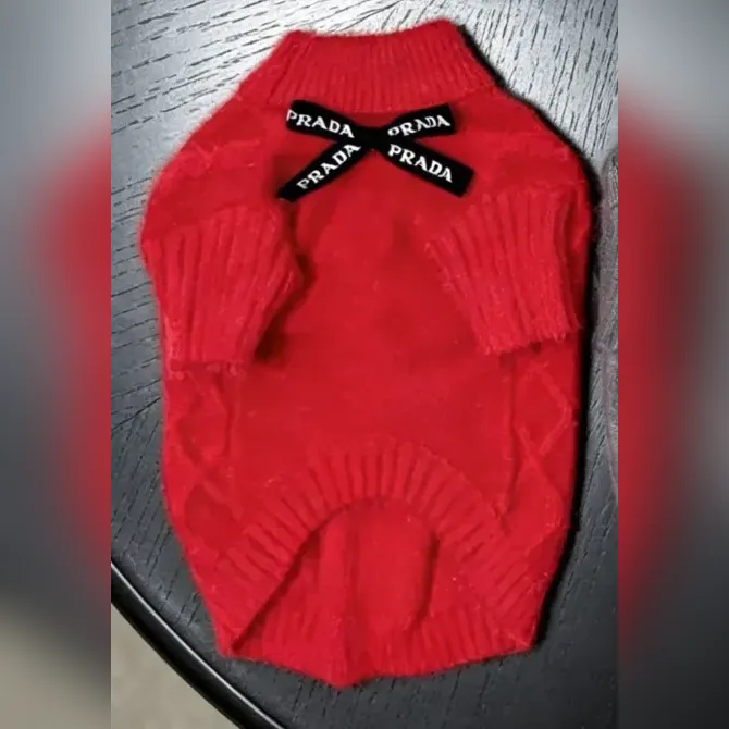 prada dog sweater red