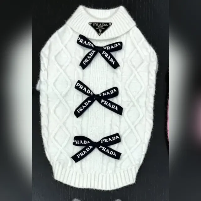 prada dog sweater white