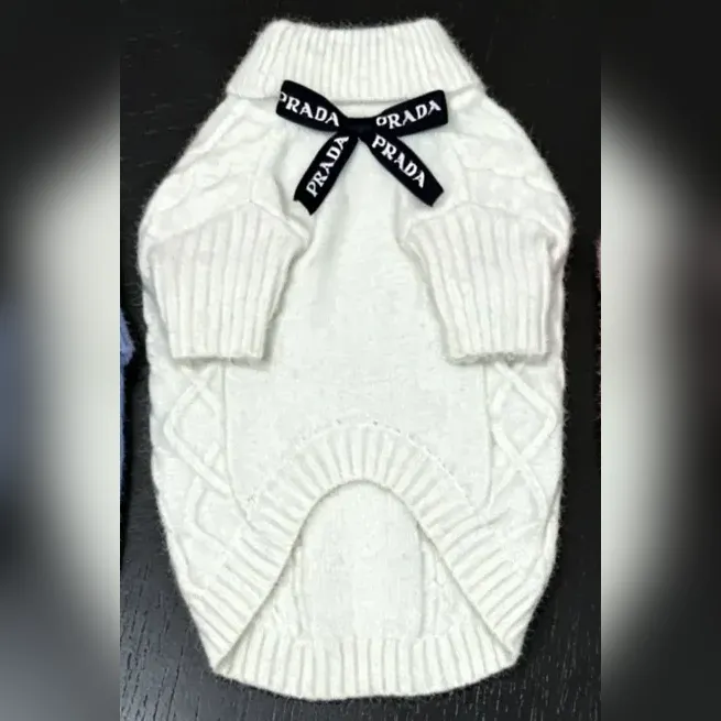 prada dog sweater white