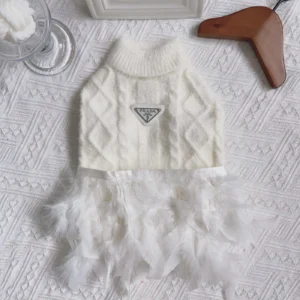 prada dog sweater dress white front view