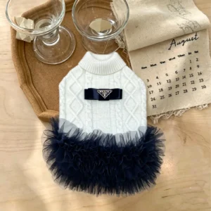 prada dog sweater dress white front view