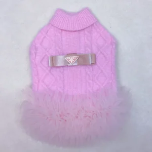 prada dog sweater dress bow logo detail