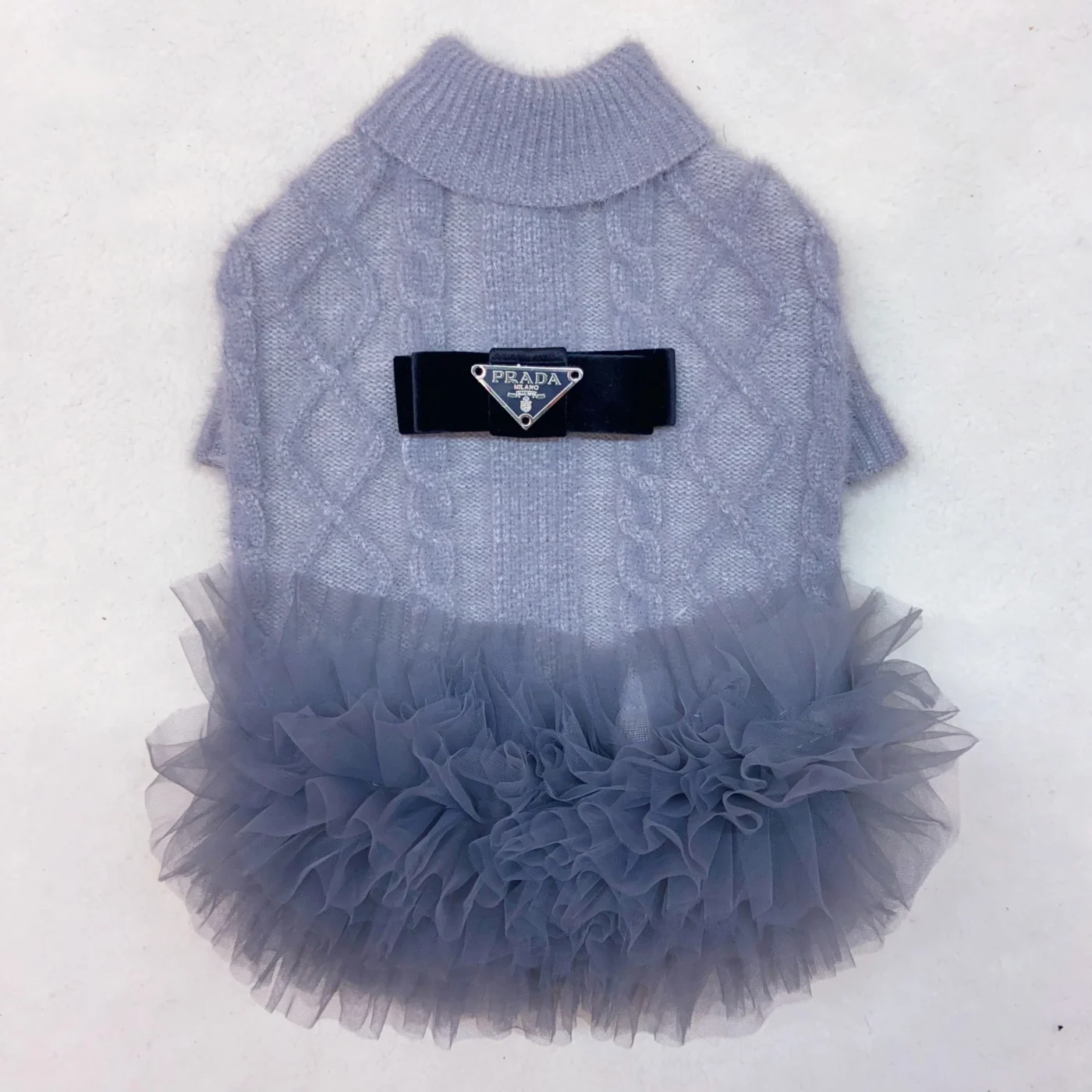 prada dog sweater dress turtleneck detail