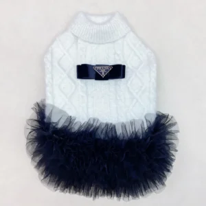prada dog sweater dress white tulle skirt