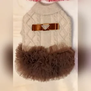 prada dog sweater dress beige