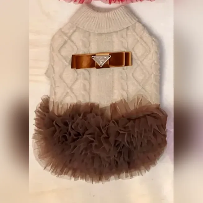prada dog sweater dress beige