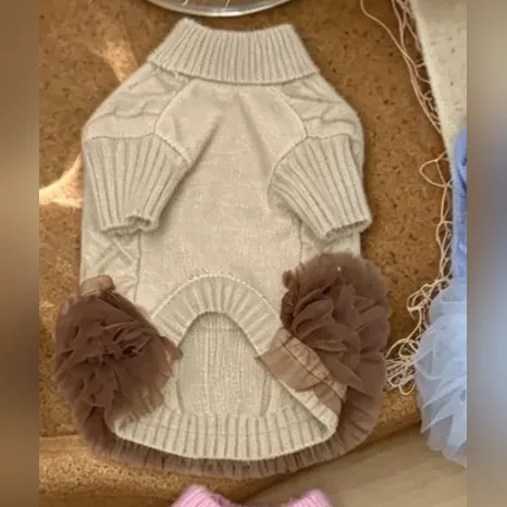 prada dog sweater dress beige