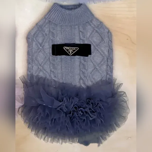 prada dog sweater dress gray