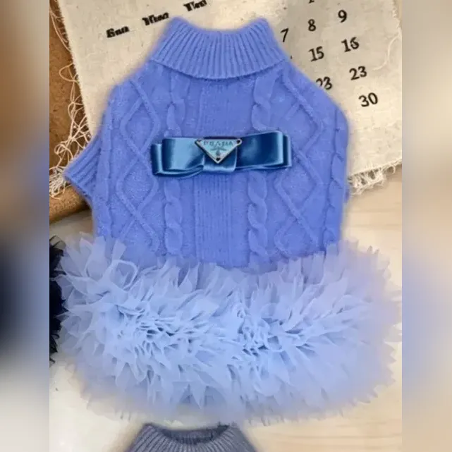 prada dog sweater dress light blue