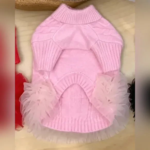 prada dog sweater dress pink