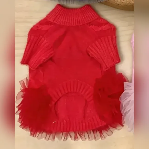 prada dog sweater dress red