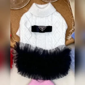 prada dog sweater dress white