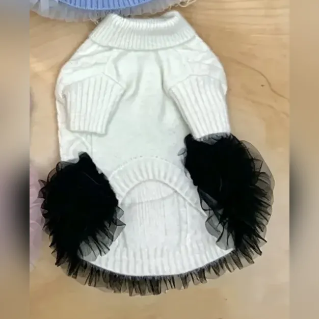 prada dog sweater dress white