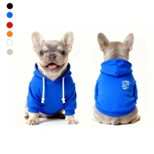 porsche dog hoodie blue on french bulldog