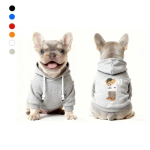 moschino dog hoodie gray front and back