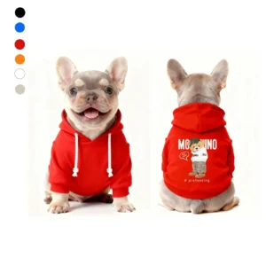 moschino dog hoodie red front and back