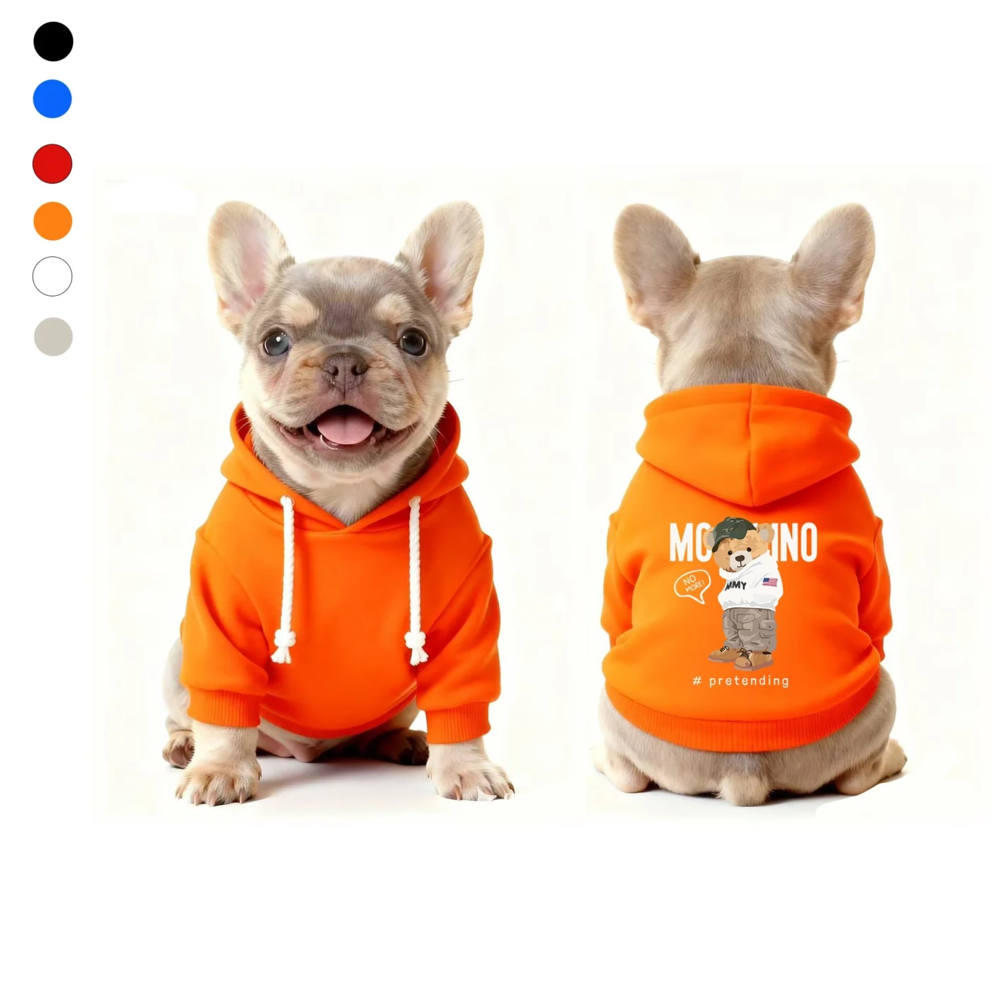 moschino dog hoodie orange teddy bear print