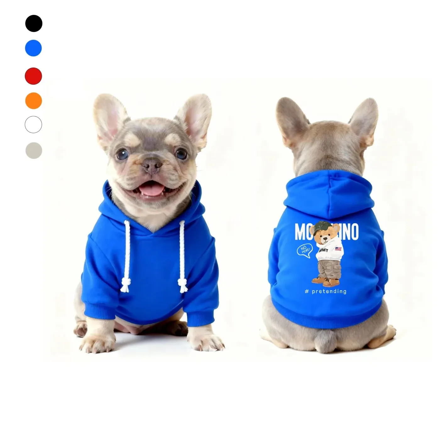 moschino dog hoodie blue teddy bear print