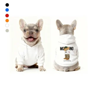 Pawschino Teddy Bear Pretending Designer Dog Hoodie in white