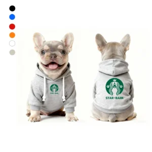 starbucks dog hoodie gray front and back