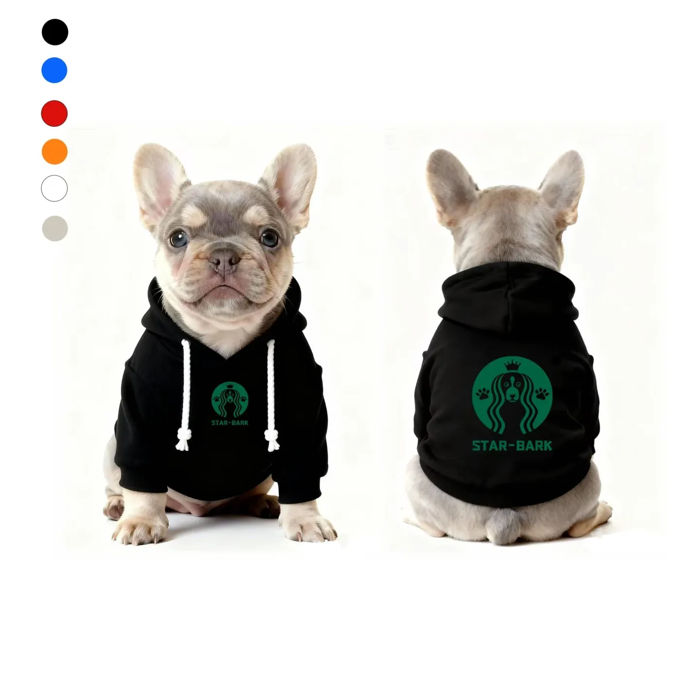 starbucks dog hoodie black front and back