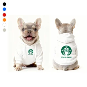 starbucks dog hoodie white front and back